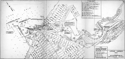 A 1960s U.S. Army Corps of Engineers navigation chart of Lorain Harbor